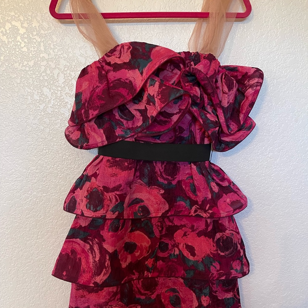 Lanvin & H&M ruffle dress size 4 floral Cocktail Runway Rare